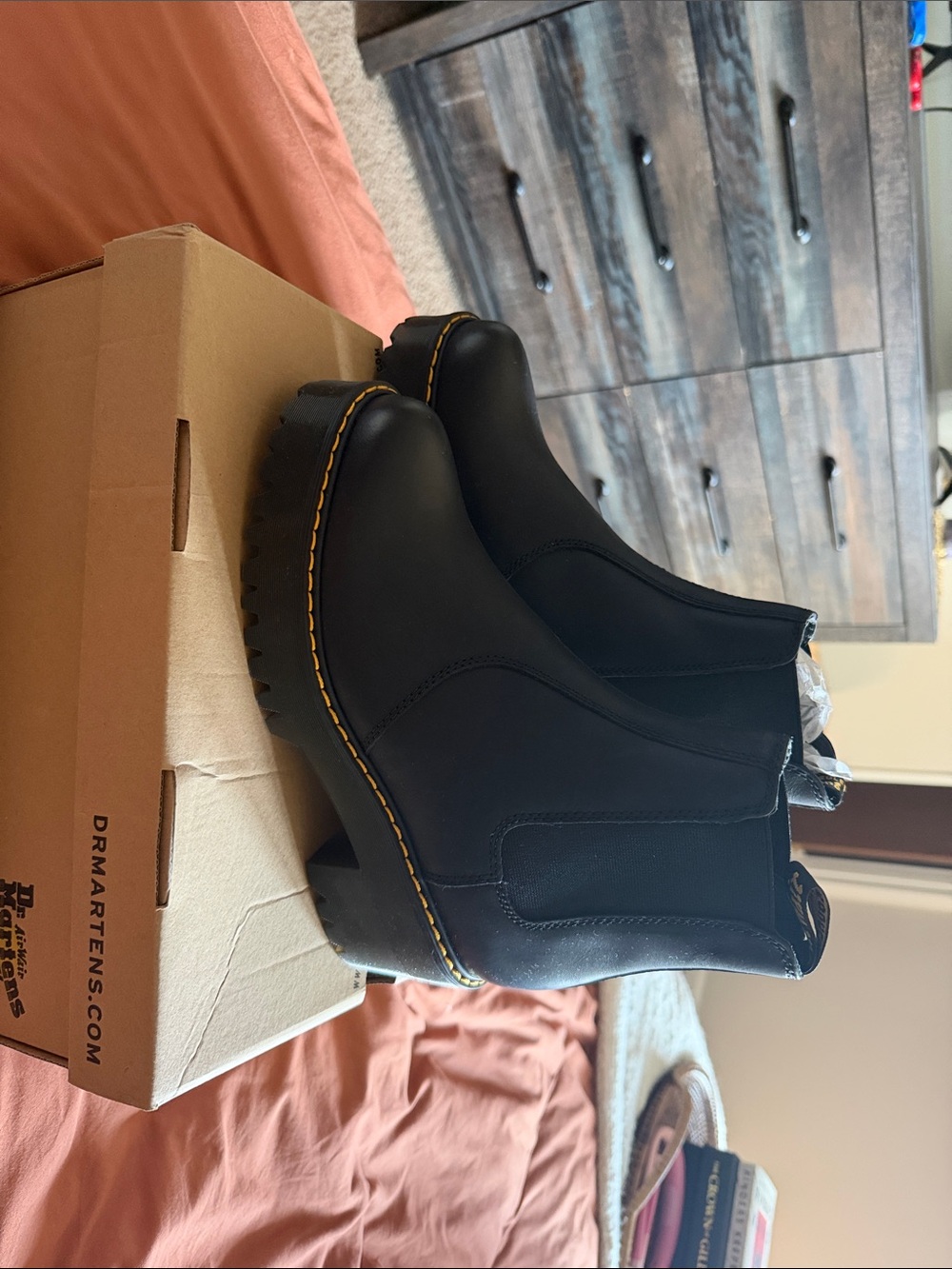Black Chelsea-style platform boots